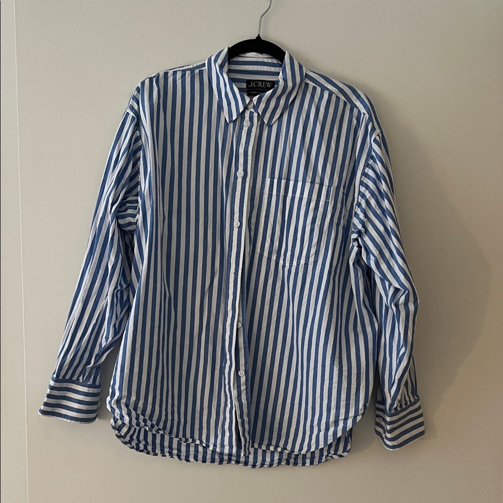 J. Crew White and Blue Striped Shirt